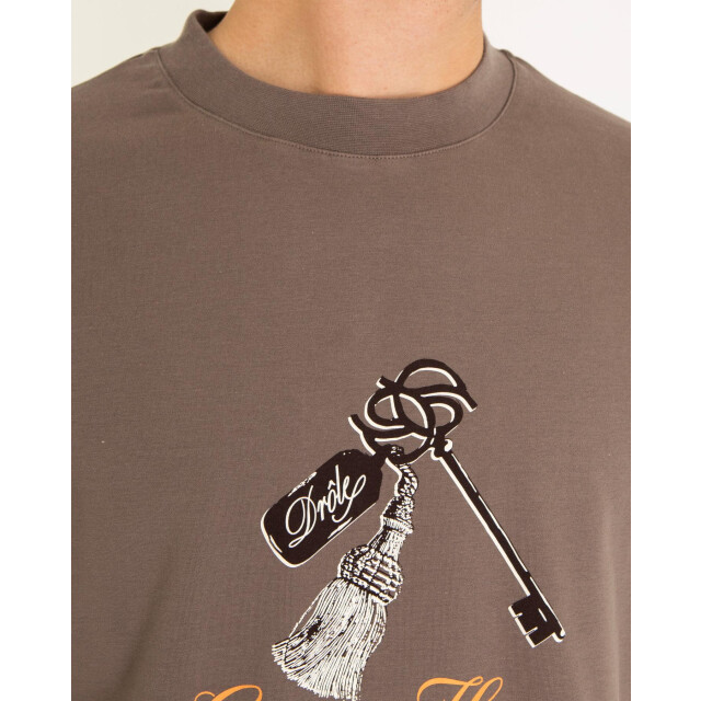 Drole De Monsieur Heren le grand hôtel t-shirt H-TS261-CO002-TA-Taupe large