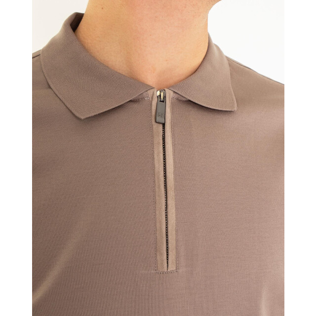 Pal Zileri Heren half zip polo 9B3MJG205-Brown large