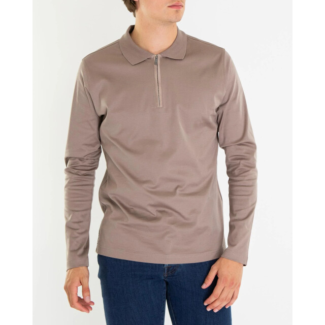 Pal Zileri Heren half zip polo 9B3MJG205-Brown large