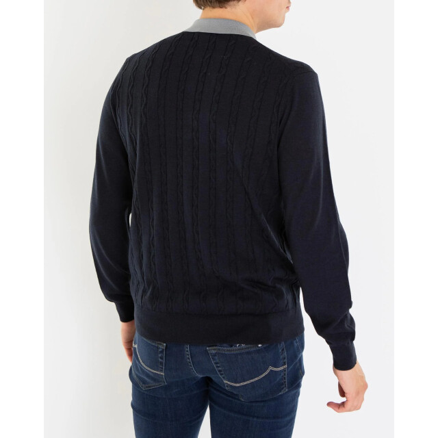 Pal Zileri Heren half zip polo 9B3M0M322-Navy large