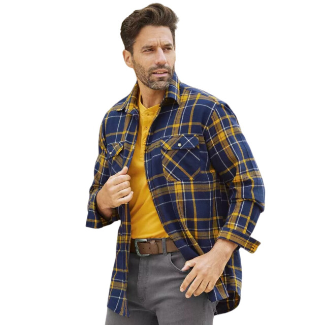 Atlas For Men Heren geruit flannel shirt UTAF1503_navyochre large