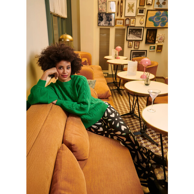 Smashed Lemon Ornament geprint broek in zwart off white en groen details | 25595-999-998 large Smashed Lemon Ornament geprint broek in zwart off white en groen details | 25595-999-998 large