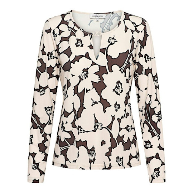 &Co Woman &co women top vigo big flower chocolate multi Vigo Big Flower - Chocolate multi large