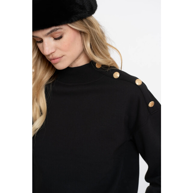 Geisha 52600-41 999 sweater with buttons at shoulder black 52600-41 999 large