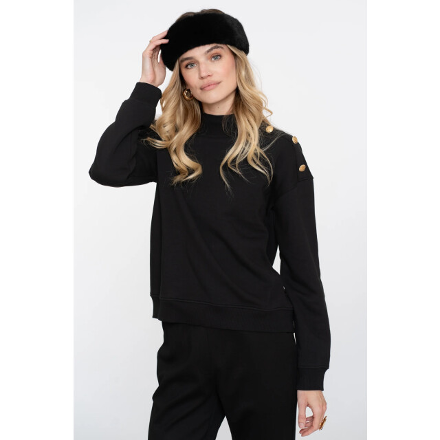 Geisha 52600-41 999 sweater with buttons at shoulder black 52600-41 999 large