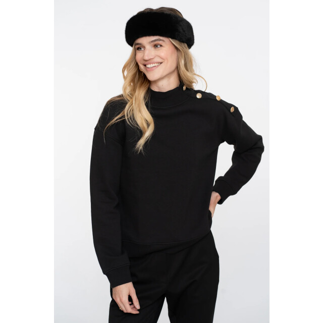 Geisha 52600-41 999 sweater with buttons at shoulder black 52600-41 999 large