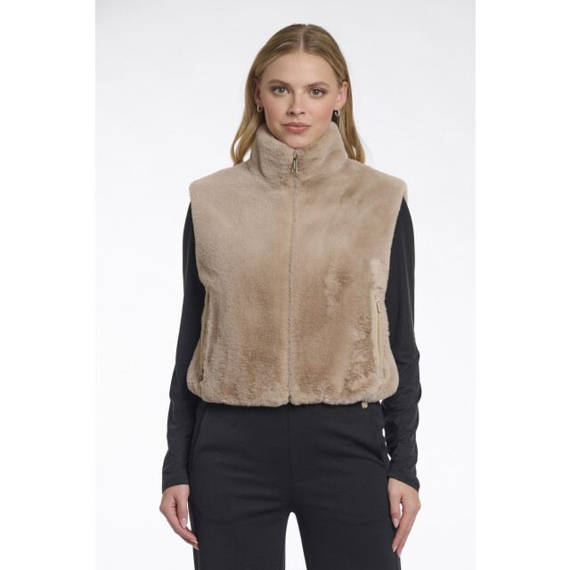 Rino & Pelle Nikki.7002511 rino en pelle short faux fur waistcoat oat Nikki.7002511 Oat large