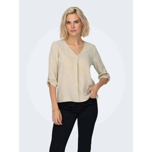 Jacqueline de Yong Say 3/4 linen v-neck top 15317390 large