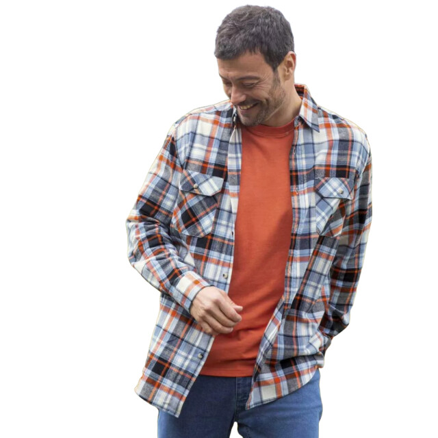 Atlas For Men Heren garengeverfd geruit flanellen overhemd UTAF1401_ecrublueorange large