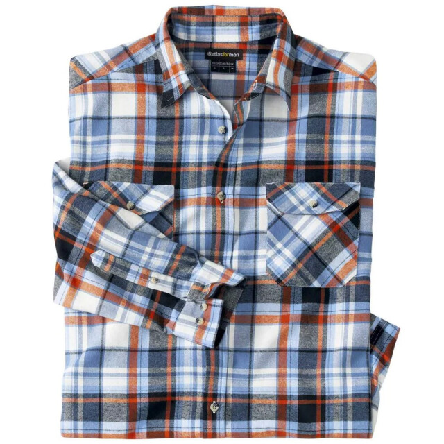 Atlas For Men Heren garengeverfd geruit flanellen overhemd UTAF1401_ecrublueorange large