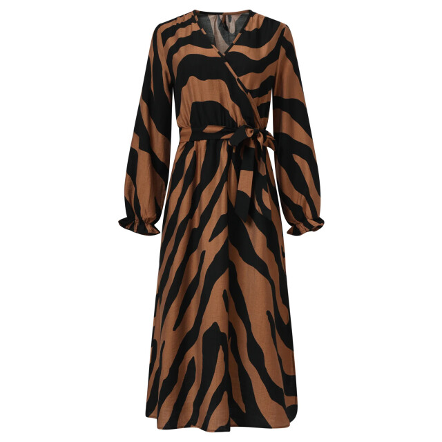 Smashed Lemon Midi dierenprint jurk met ceintuur in bruin en zwart | 25557-775-999 large Smashed Lemon Midi dierenprint jurk met ceintuur in bruin en zwart | 25557-775-999 large