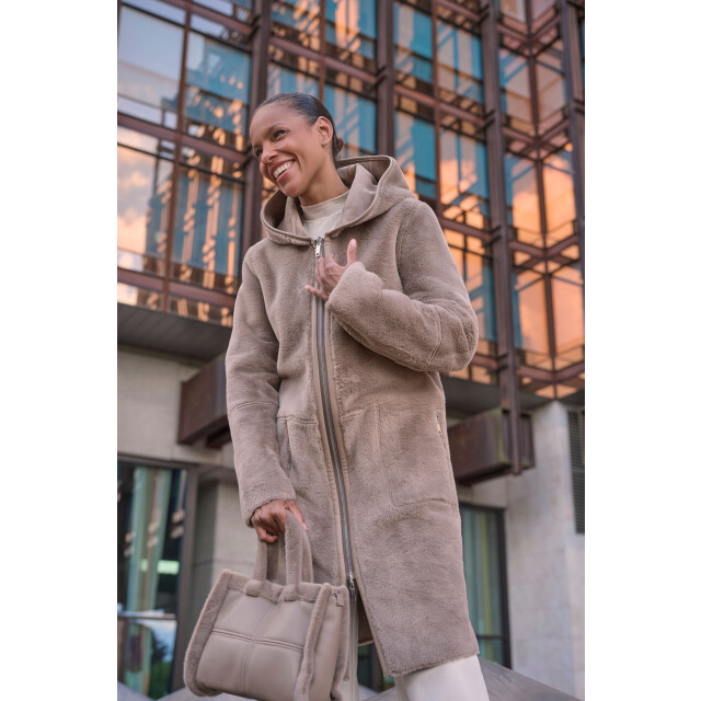 Rino & Pelle Alina.7002511 rino en pelle reversible hooded coat toffee Alina.7002511 Toffee large