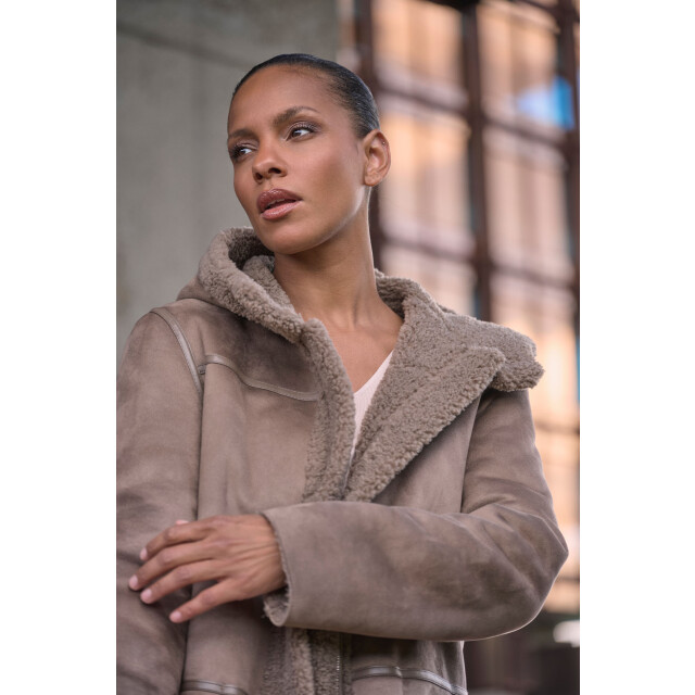 Rino & Pelle Alina.7002511 rino en pelle reversible hooded coat toffee Alina.7002511 Toffee large