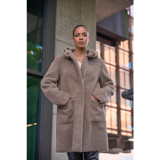 Rino & Pelle Alina.7002511 rino en pelle reversible hooded coat toffee Alina.7002511 Toffee large