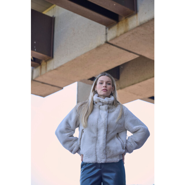 Rino & Pelle Ambra.7002511 rino en pelle short fake fur jacket birch Ambra.7002511 Birch large