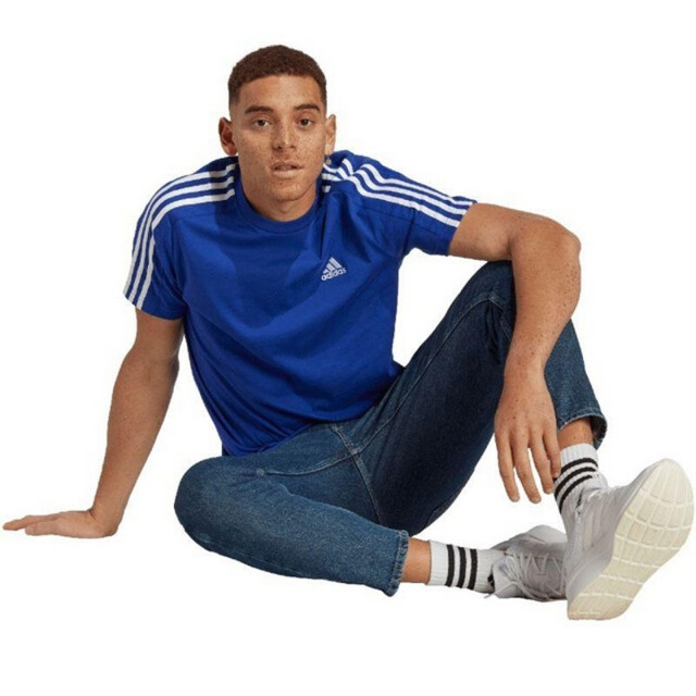 Adidas Heren essentials 3 stripes single jersey t-shirt UTPP4633_blue large