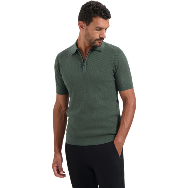 No Excess Pullover short sleeve polo zip soli dark green 29240815-052 large