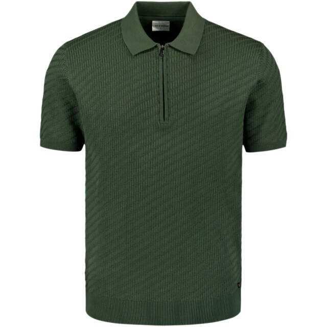 No Excess Pullover short sleeve polo zip soli dark green 29240815-052 large
