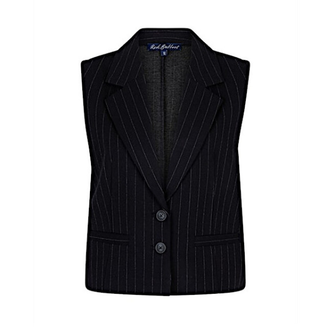 Red Button Gilet srb4625 waistcoat pinestripe black SRB4625 Waistcoat pinestripe - Black large