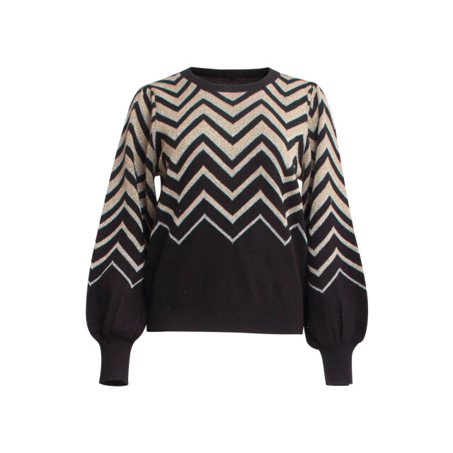 Smashed Lemon 24903 -te gebreide zigzagprint top | 24903-009-XXL large