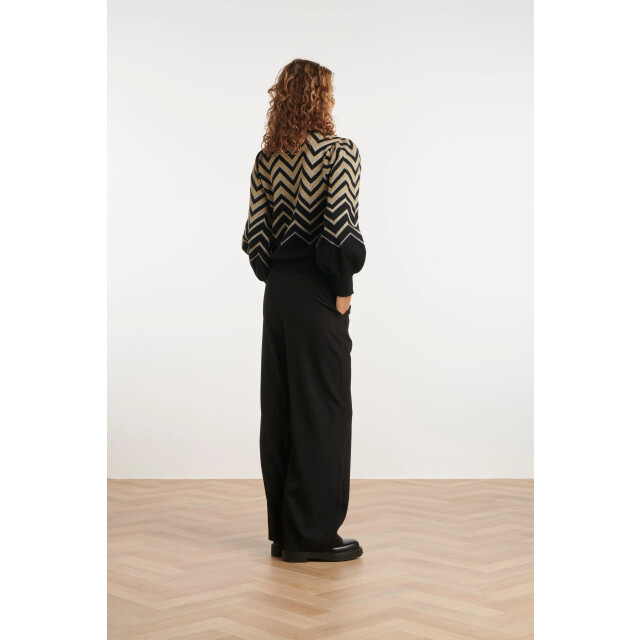 Smashed Lemon 24903 -te gebreide zigzagprint top | 24903-009-XXL large