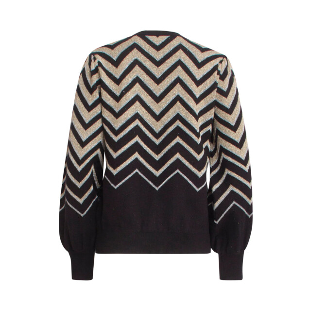 Smashed Lemon 24903 -te gebreide zigzagprint top | 24903-009-XXL large