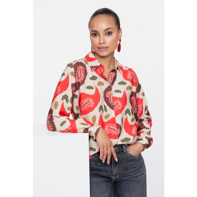 Geisha blouse print 53604-20 450 red/wool white 06615.640.0030 large