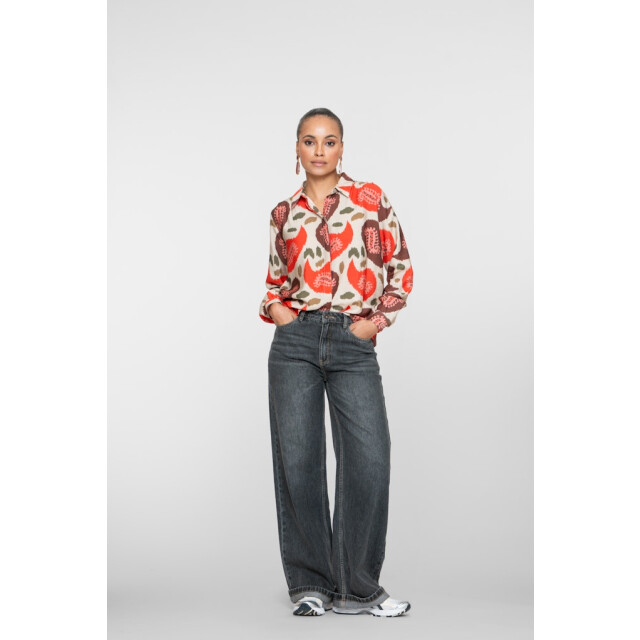 Geisha blouse print 53604-20 450 red/wool white 06615.640.0030 large