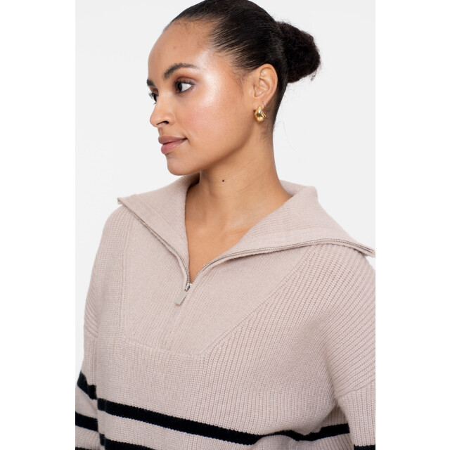 Geisha 54501-10 720 pullover zip striped sand/black 54501-10 720 large