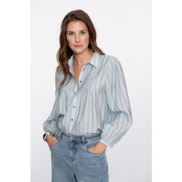 Geisha 53535-14 600 blouse stripes light blue/greige 53535-14 600 large