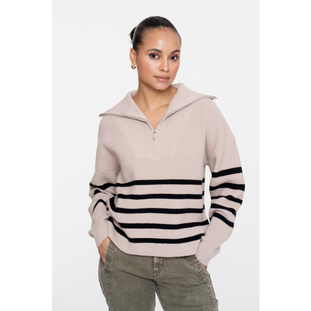 Geisha 54501-10 720 pullover zip striped sand/black 54501-10 720 large