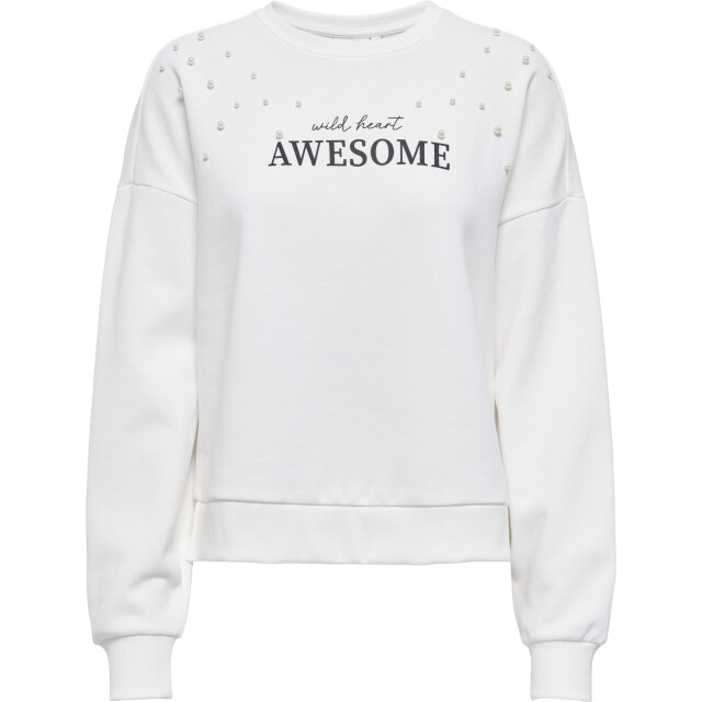 Only Onljenna l/s o-neck emb. box swt cloud dancer/wild 15357575-177922003 large