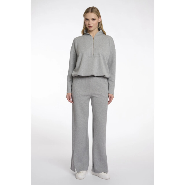 Rino & Pelle Lexishort.7002512 rino en pelle short length pants with straight wide leg grey melange LexiShort.7002512 Grey melange large