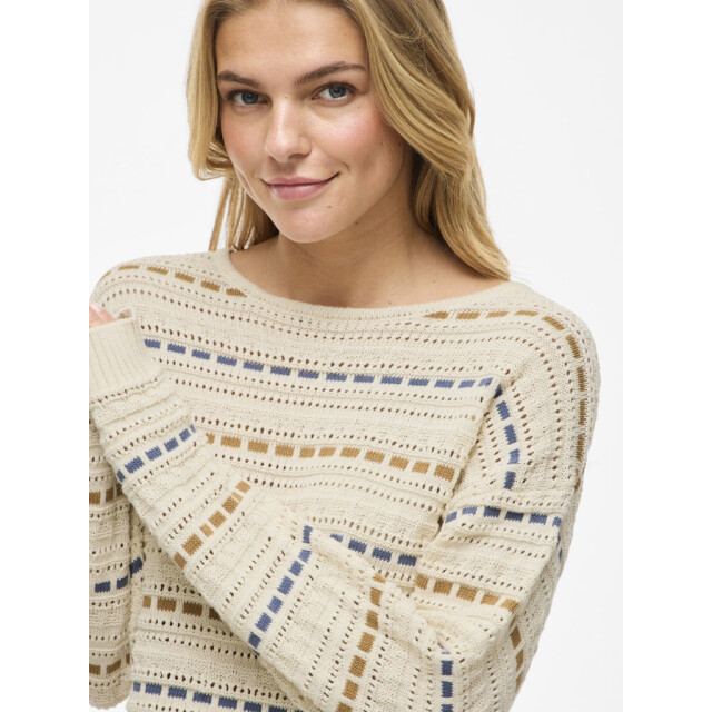 Vila Vimarian o-neck pointelle stripe knitr ecru dessin 4219.08.0022 large Vila Vimarian o-neck pointelle stripe knitr ecru dessin 4219.08.0022 large