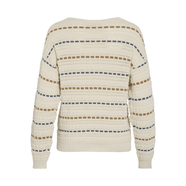 Vila Vimarian o-neck pointelle stripe knitr ecru dessin 4219.08.0022 large Vila Vimarian o-neck pointelle stripe knitr ecru dessin 4219.08.0022 large