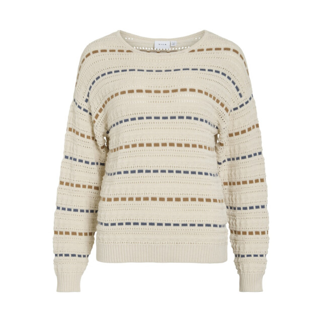 Vila Vimarian o-neck pointelle stripe knitr ecru dessin 4219.08.0022 large Vila Vimarian o-neck pointelle stripe knitr ecru dessin 4219.08.0022 large