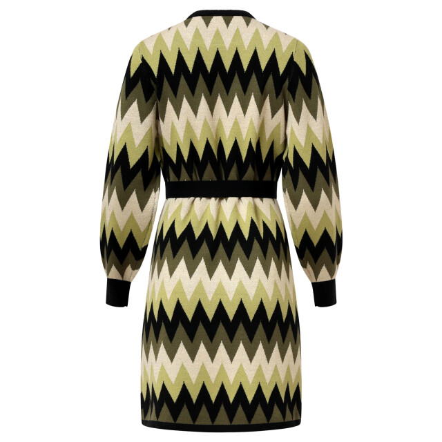 Smashed Lemon Gebreide zigzag jurk army en zand | 25522-550-720 large Smashed Lemon Gebreide zigzag jurk army en zand | 25522-550-720 large