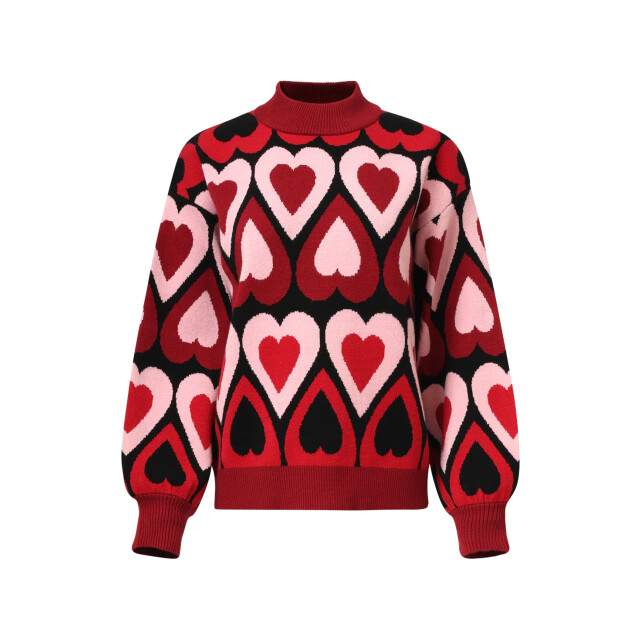 Smashed Lemon Gebreide haartjes knit top in rood en bordeaux | 8720331372172 large