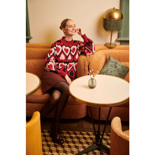 Smashed Lemon Gebreide haartjes knit top in rood en bordeaux | 8720331372172 large