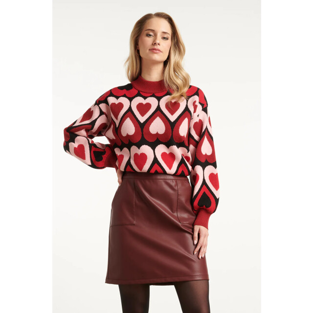 Smashed Lemon Gebreide haartjes knit top in rood en bordeaux | 8720331372172 large