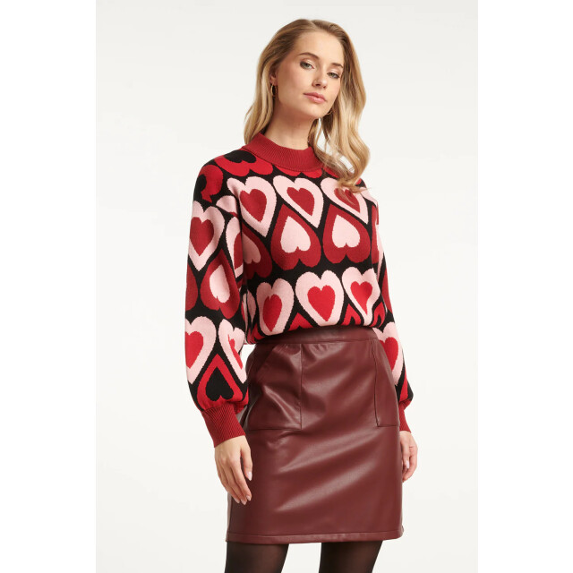 Smashed Lemon Gebreide haartjes knit top in rood en bordeaux | 8720331372172 large