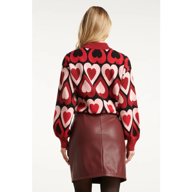 Smashed Lemon Gebreide haartjes knit top in rood en bordeaux | 8720331372172 large