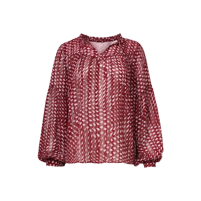 Smashed Lemon Bordeaux en babyroze geometrische geprint blouse | 8720331391401 large