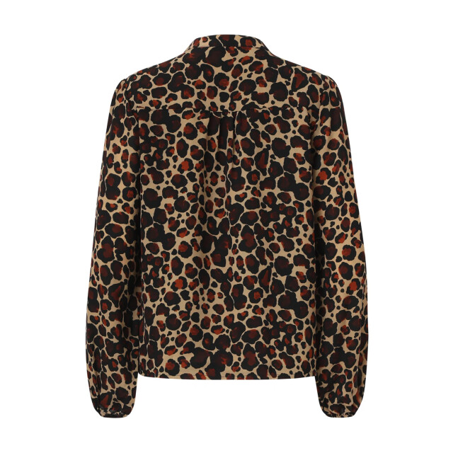 Smashed Lemon Chiffon blouse met cheetahprint en pofmouwen in camel en bruin | 8720331375517 large