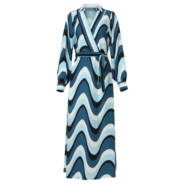 Smashed Lemon Golvende print maxi jurk in zwart en blauw | 25582-600-998 large Smashed Lemon Golvende print maxi jurk in zwart en blauw | 25582-600-998 large