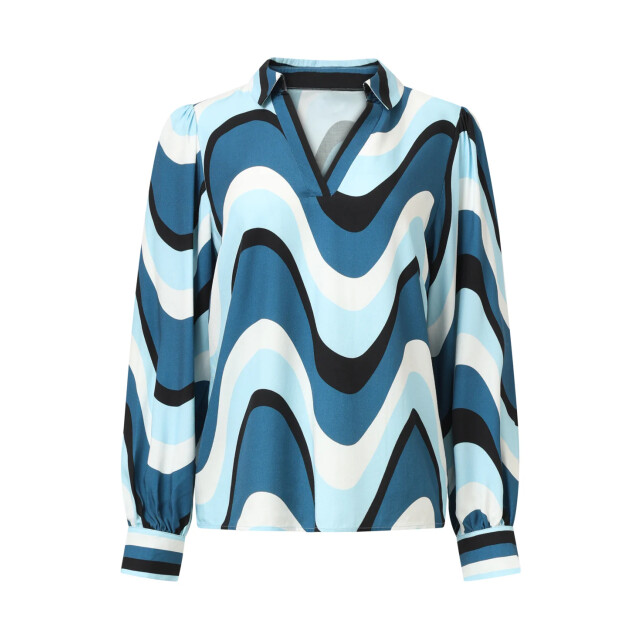 Smashed Lemon Golvende print top in zwart en blauw | 8720331376569 large