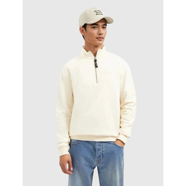 Pure Path Embroidery half-zip sweater ecru 159323542 large