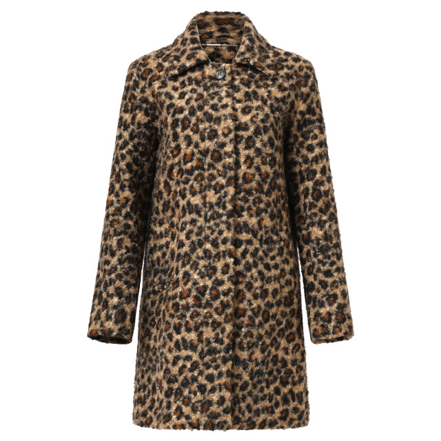 Smashed Lemon Bouclé dierenprint jas in camel en zwart | 8720331372790 large
