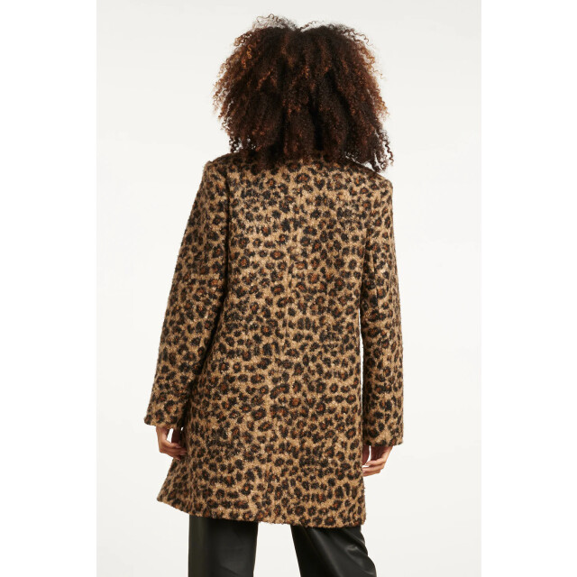 Smashed Lemon Bouclé dierenprint jas in camel en zwart | 8720331372790 large
