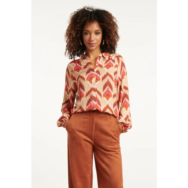 Smashed Lemon Aztec print blouse in warmroze en camel | 8720331376248 large